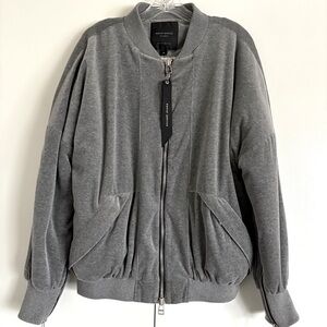 Daniel Patrick Grey Velour Sherpa Fleece Lined Bomber Jacket Sz M
